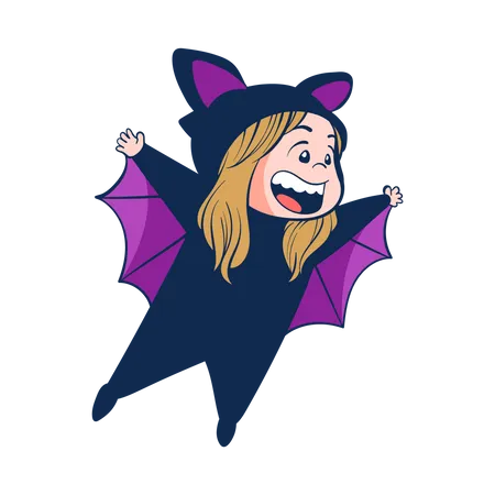 Little girl wearing a bat costume  Illustration