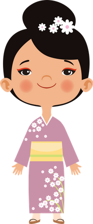 Little girl wearing asian outfit Illustration