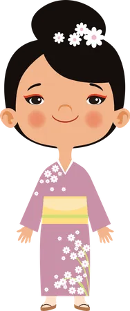 Little girl wearing asian outfit Illustration