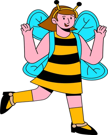 Little girl wearing Bee costume  イラスト