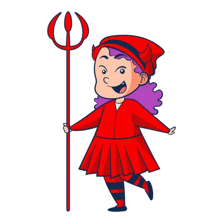 Little girl wearing devil costume  Illustration