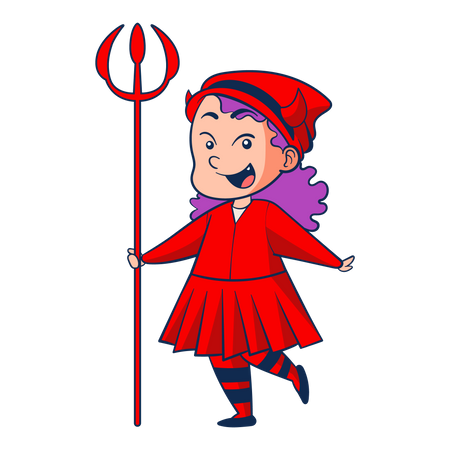 Little girl wearing devil costume  Illustration