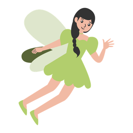 Little Girl wearing Fairy Wings dress  Illustration