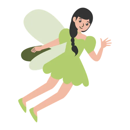 Little Girl wearing Fairy Wings dress  Illustration