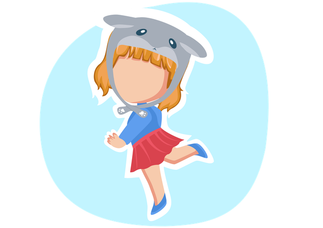 Little girl wearing Mouse hat  Illustration
