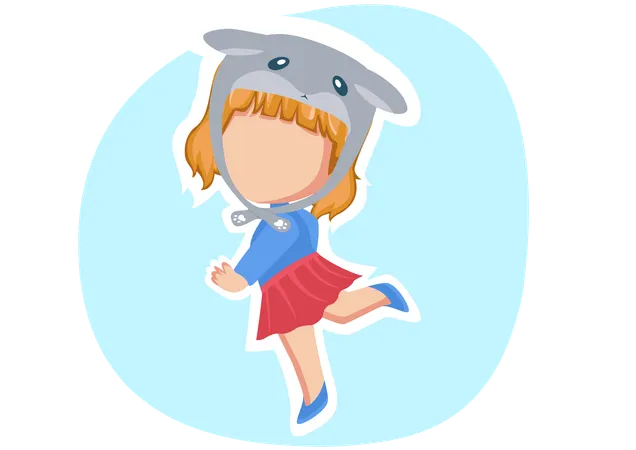 Little girl wearing Mouse hat  Illustration