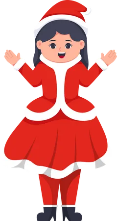 Little Girl wearing Santa Costume  Illustration