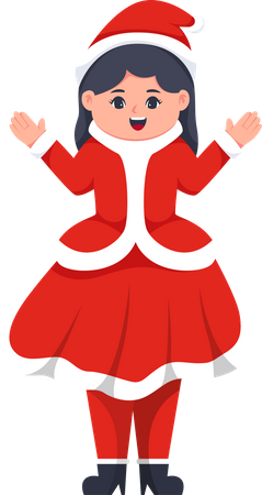 Little Girl wearing Santa Costume  Illustration