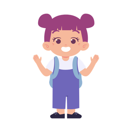 Little Girl With Backpack  Illustration