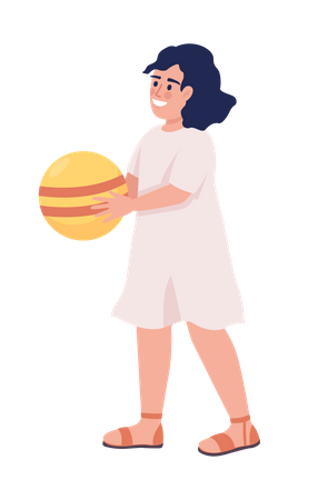 Little girl with ball  Illustration