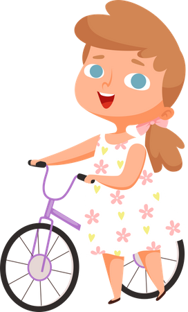 Little girl with cycle  イラスト