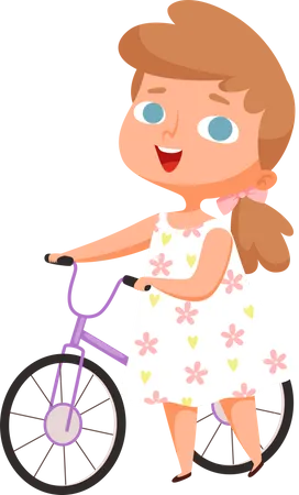 Little girl with cycle  Illustration