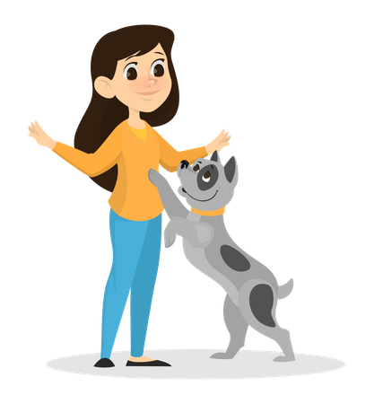 Little girl with dog  Illustration