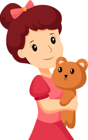 Little Girl with Doll  Illustration