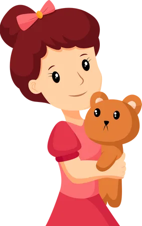 Little Girl with Doll  Illustration