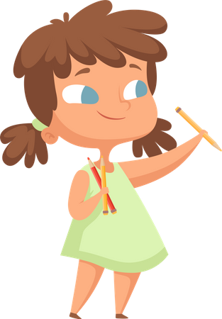 Little girl with drawing brush Illustration