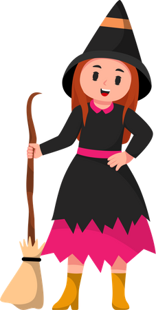 Little Girl with Halloween Costume  Illustration