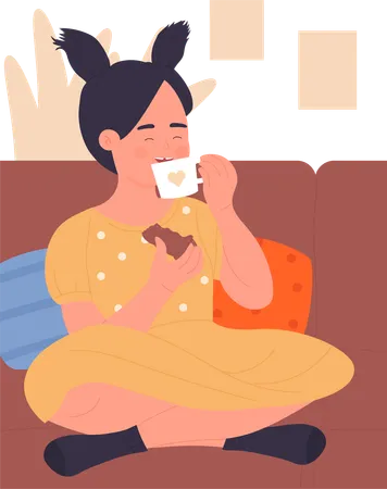 Little Girl With Hot coffee  Illustration