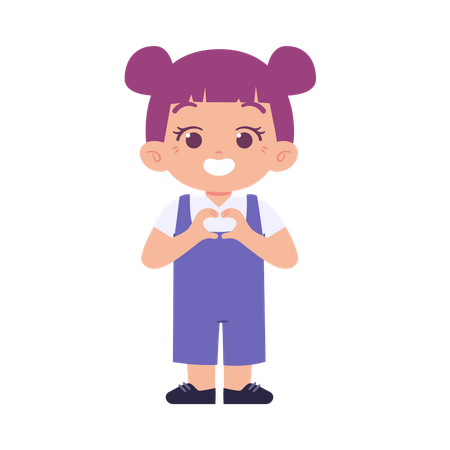 Little Girl With Love Sign Finger  Illustration