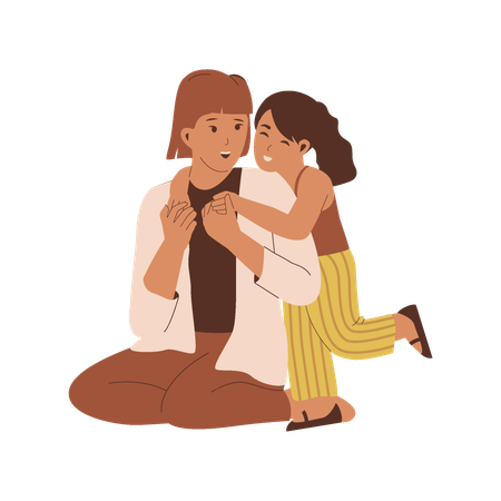 Little girl with mother  Illustration