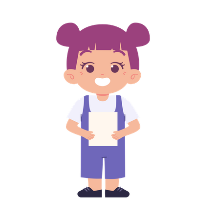 Little Girl with paper  Illustration