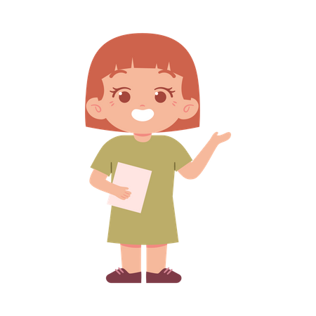 Little Girl with paper  Illustration