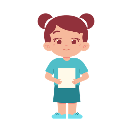 Little Girl with paper  Illustration