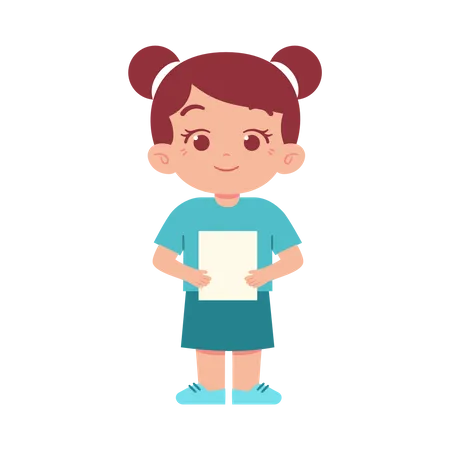 Little Girl with paper  Illustration