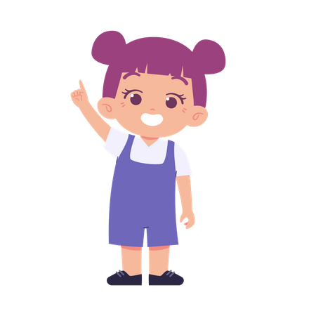 Little Girl With Pointing Up  Illustration