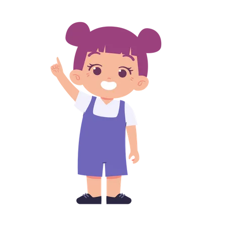 Little Girl With Pointing Up  Illustration