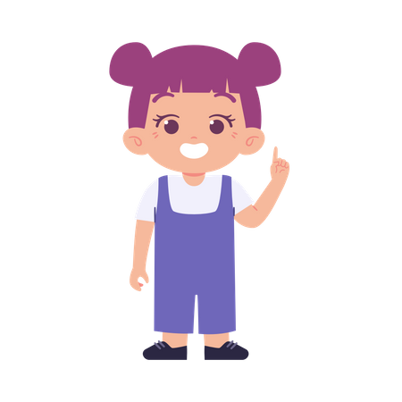 Little Girl With Pointing Up Finger  Illustration