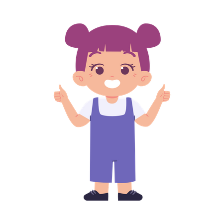 Little Girl With Thumbs Up Finger Illustration