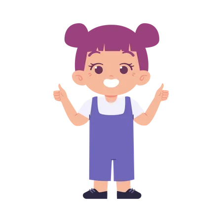 Little Girl With Thumbs Up Finger Illustration