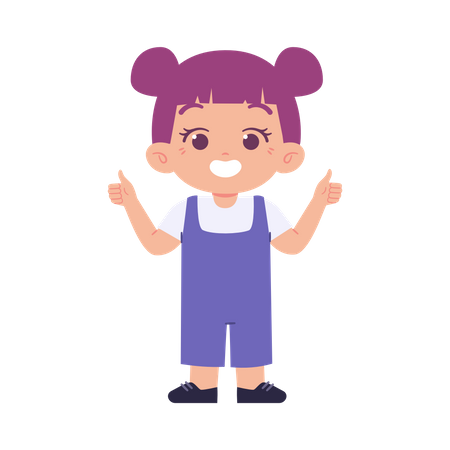 Little Girl With Thumbs Up Finger  Illustration