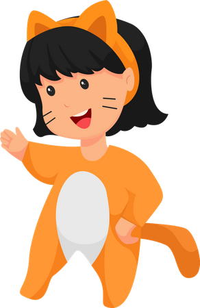 Little Girl With Tiger Costume  Illustration