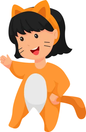Little Girl With Tiger Costume Character Design Illustration 일러스트레이션