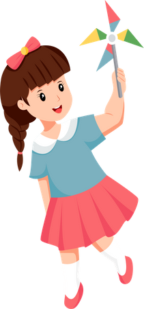 Little Girl with Toy  Illustration