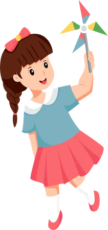 Little Girl with Toy  Illustration