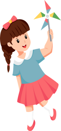 Little Girl with Toy  Illustration