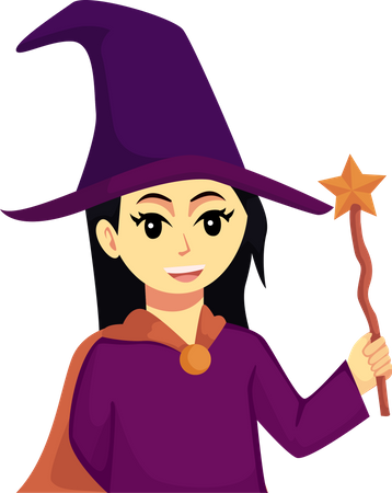 Little Girl With Witch Costume  Illustration