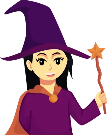Little Girl With Witch Costume Character Design Illustration Illustration