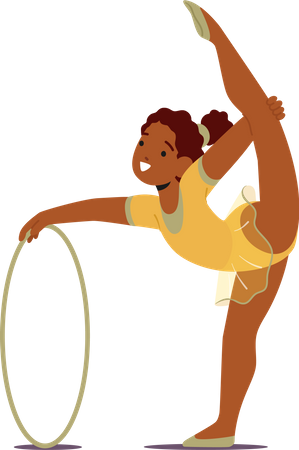 Little Gymnast Baby Girl With Hoop  Illustration