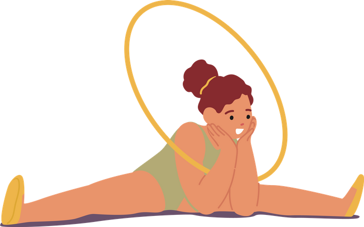 Little Gymnast Baby Girl With Hoop  Illustration