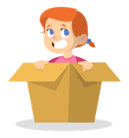 Little happy girl inside the box Illustration