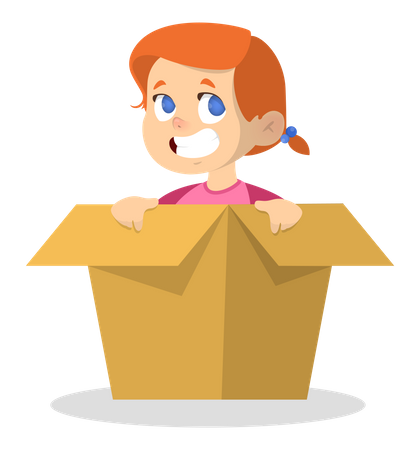 Little happy girl inside the box  Illustration