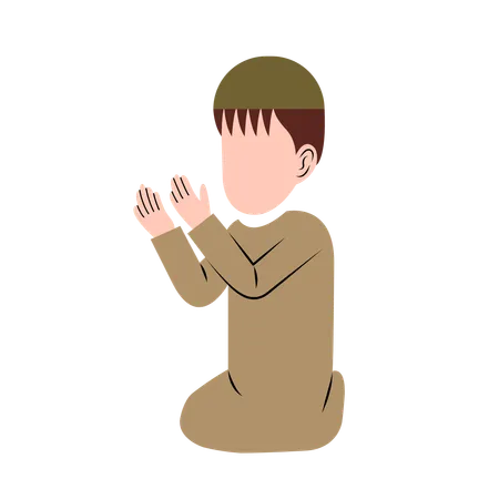 Little hijab Boy doing Praying  Illustration
