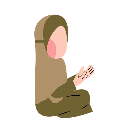 Little hijab Girl doing Praying  Illustration