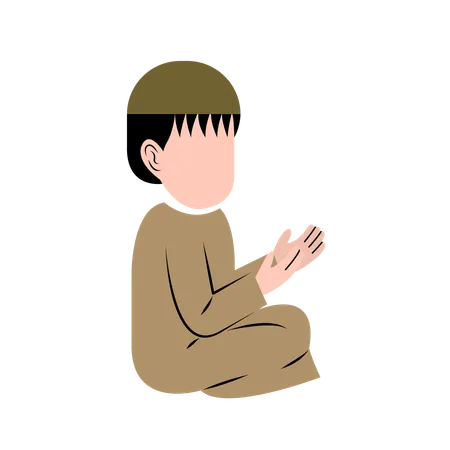 Character Of Muslim Boy Praying Illustration