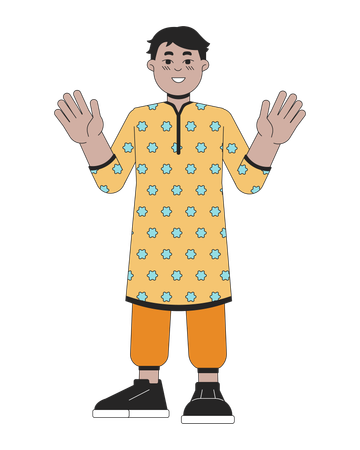 Little indian boy kurta tunic  Illustration