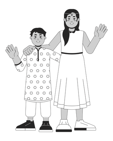 Little indian siblings  Illustration